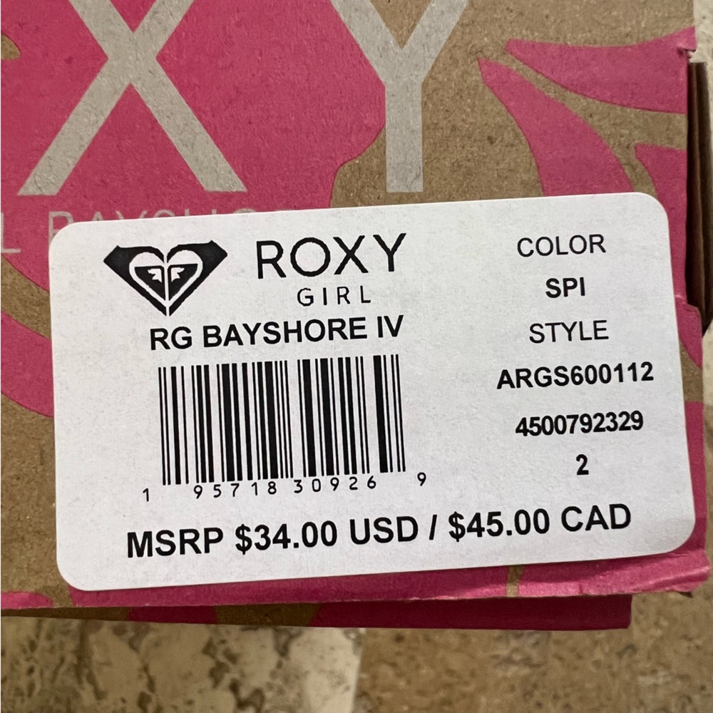 Roxy Girls Bayshore Sneakers Size 2 Blue Pink Yellow White Stripes - Picture 6 of 6